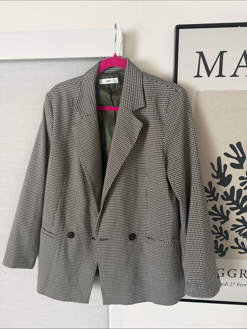 Mango Green Houndstooth Double-Breasted Blazer - Picture 3 of 3